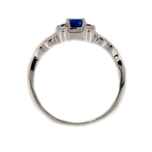14K White Gold Sapphire and Diamond Engagement Ring