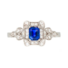 Load image into Gallery viewer, 14K White Gold Sapphire and Diamond Engagement Ring