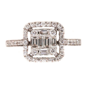 14K White Gold Cluster Diamond Engagement Ring