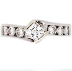 14K Tension Set Diamond Engagement Ring