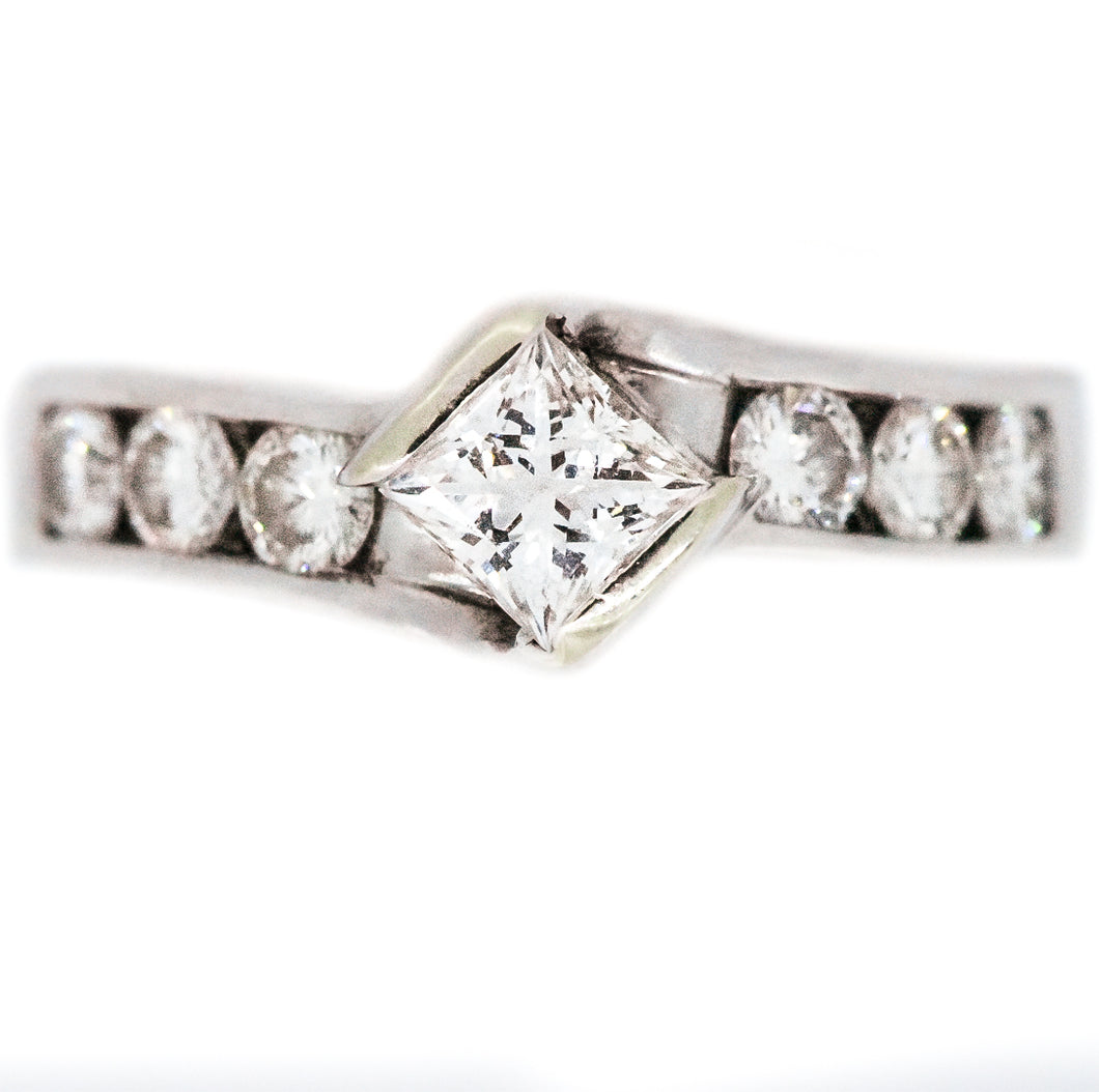 14K Tension Set Diamond Engagement Ring
