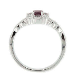14K White Gold Ruby and Diamond Engagement Ring