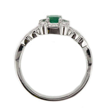 Load image into Gallery viewer, 14K White Gold Emerald and Diamond Engagement Ring
