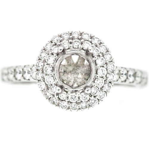 14K White Gold Double Halo Diamond Engagement Ring
