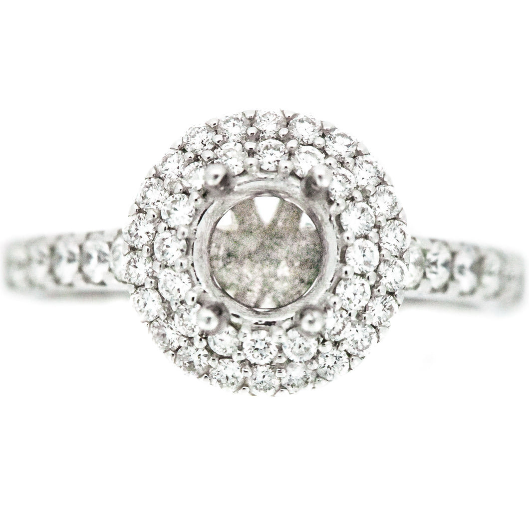 14K White Gold Double Halo Diamond Engagement Ring