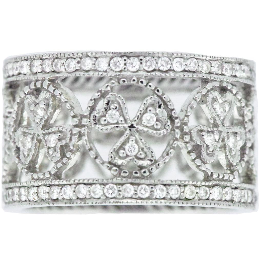 14K White Gold Clover Engagement Ring*