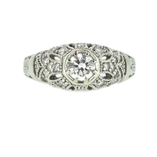 14K White Gold Diamond Engagement Ring
