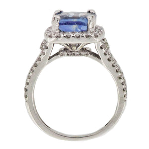 14K White Gold Ceylon Sapphire Engagement Ring