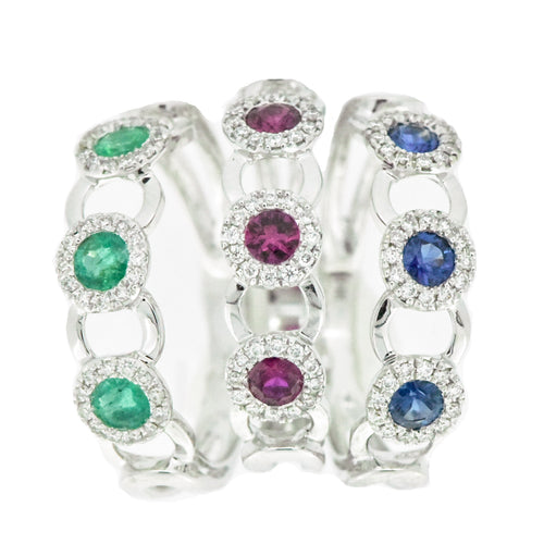 14K White Gold Loop Colored Stone Ring