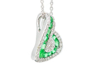 Load image into Gallery viewer, 14K White Gold Emerald and Diamond Pendant
