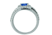 Load image into Gallery viewer, Triple Shank Sapphire and Diamond Ring