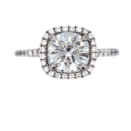 18K White Gold Engagement Ring with Halo