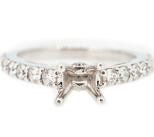 14K White Gold Single Row Engagement Ring