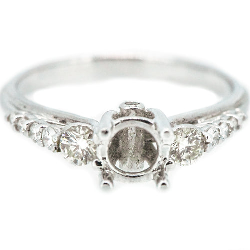 14K White Gold Single Row Engagement Ring