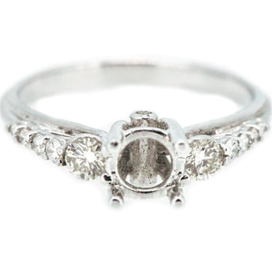 14K White Gold Single Row Engagement Ring