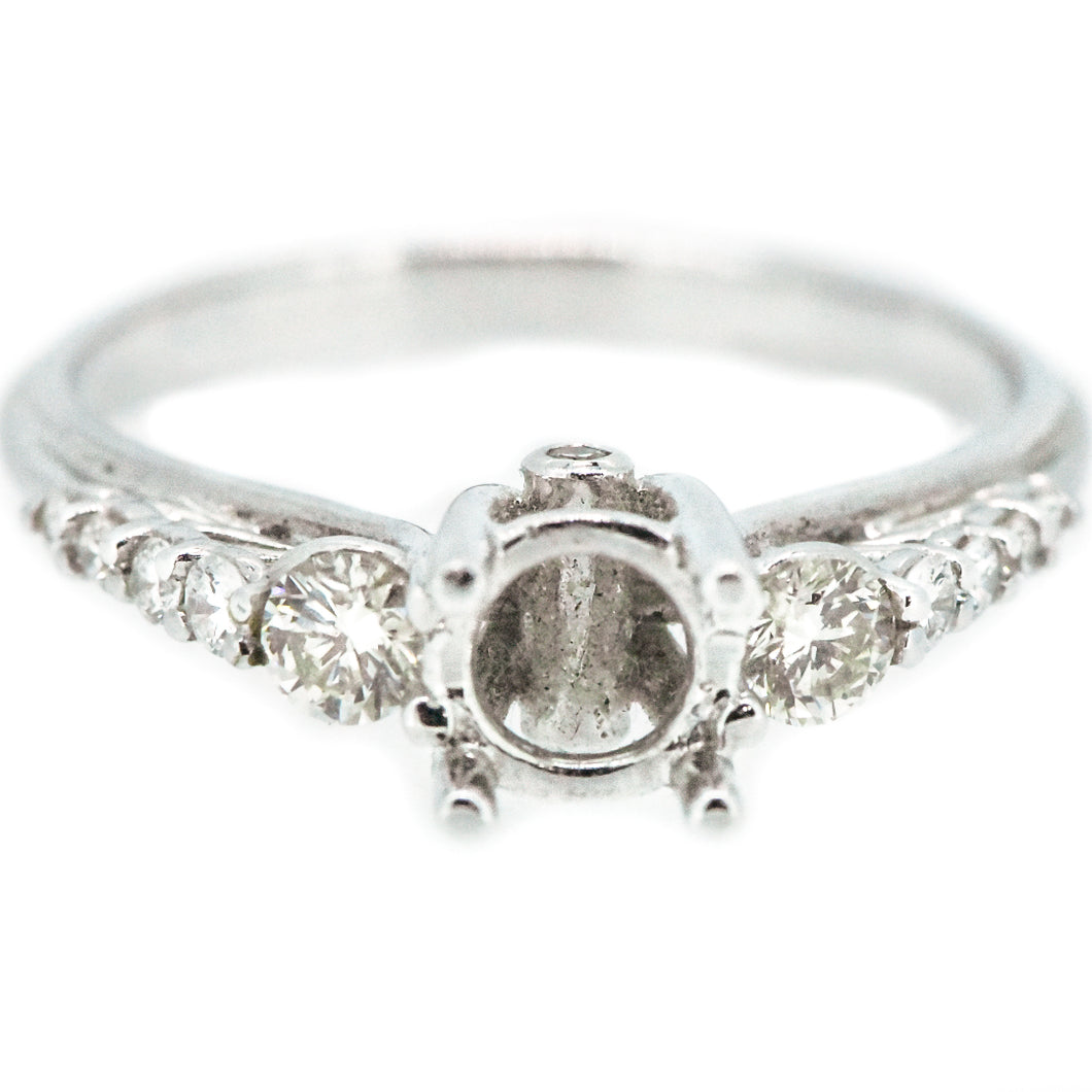 14K White Gold Single Row Engagement Ring