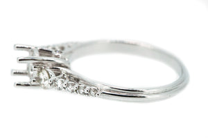 14K White Gold Single Row Engagement Ring