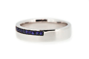 14K White Gold Diamond and Sapphire Ring