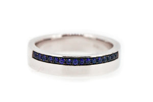 14K White Gold Diamond and Sapphire Ring