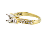 Load image into Gallery viewer, 14K Yellow Hand Engraved Diamond Engagement Ring