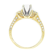 Load image into Gallery viewer, 14K Yellow Hand Engraved Diamond Engagement Ring
