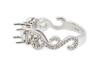 Load image into Gallery viewer, 14K White Spiral Design Diamond Engagement Ring