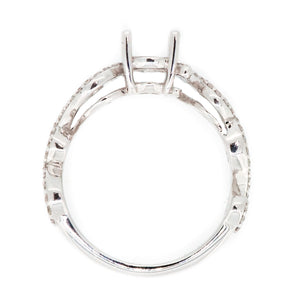 14K White Spiral Design Diamond Engagement Ring