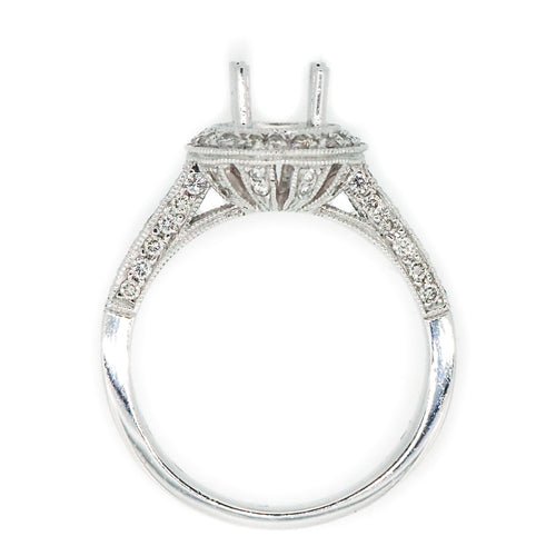 18K White Gold Diamond Halo Engagement Ring