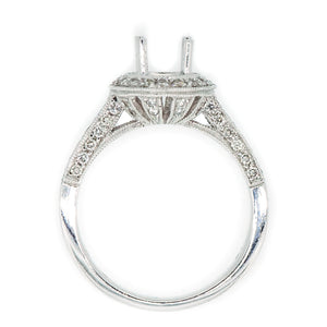 18K White Gold Diamond Halo Engagement Ring