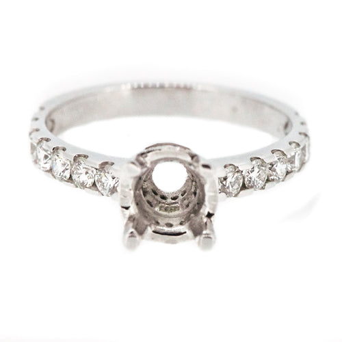14K White Gold Single Row Diamond Engagement Ring