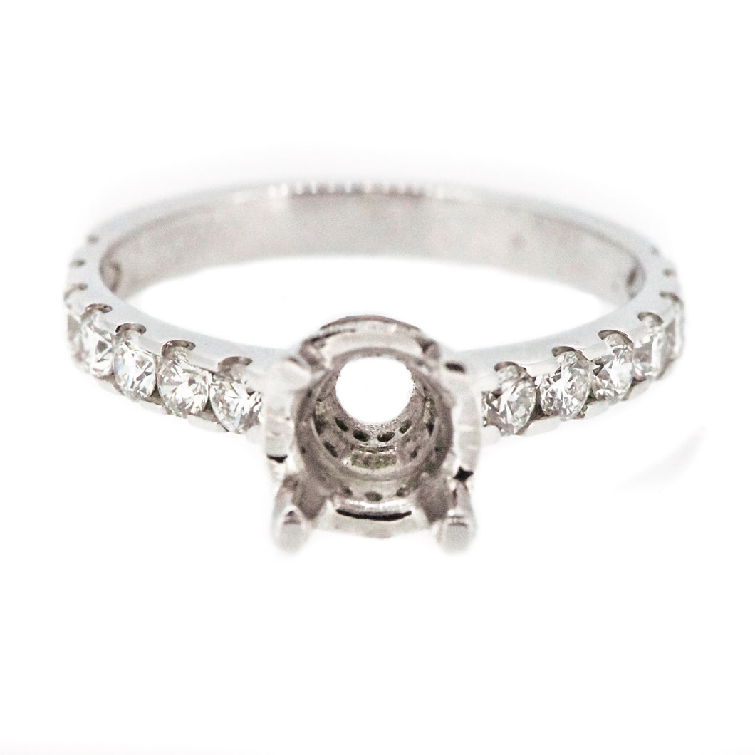 14K White Gold Single Row Diamond Engagement Ring