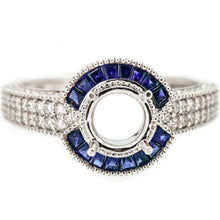Load image into Gallery viewer, 14K White Gold Sapphire and Diamond Halo Engagement Ring