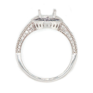 14K White Gold Sapphire and Diamond Halo Engagement Ring