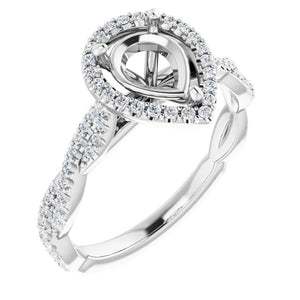 14K 8x6 mm Pear 1/4 CTW Diamond Semi-Set Engagement Ring