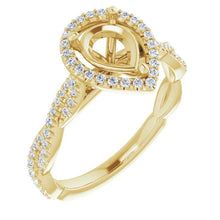 Load image into Gallery viewer, 14K 8x6 mm Pear 1/4 CTW Diamond Semi-Set Engagement Ring