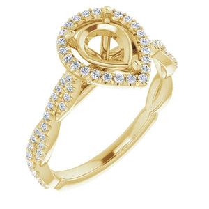 14K 8x6 mm Pear 1/4 CTW Diamond Semi-Set Engagement Ring