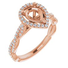 Load image into Gallery viewer, 14K 8x6 mm Pear 1/4 CTW Diamond Semi-Set Engagement Ring