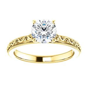 14K Round Solitaire Engagement Ring Mounting