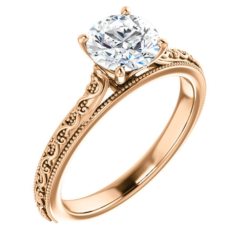 14K Round Solitaire Engagement Ring Mounting