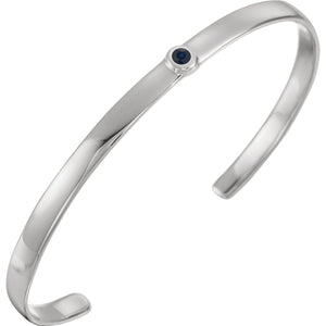 14K  6" Cuff Bracelet with 3mm Stone