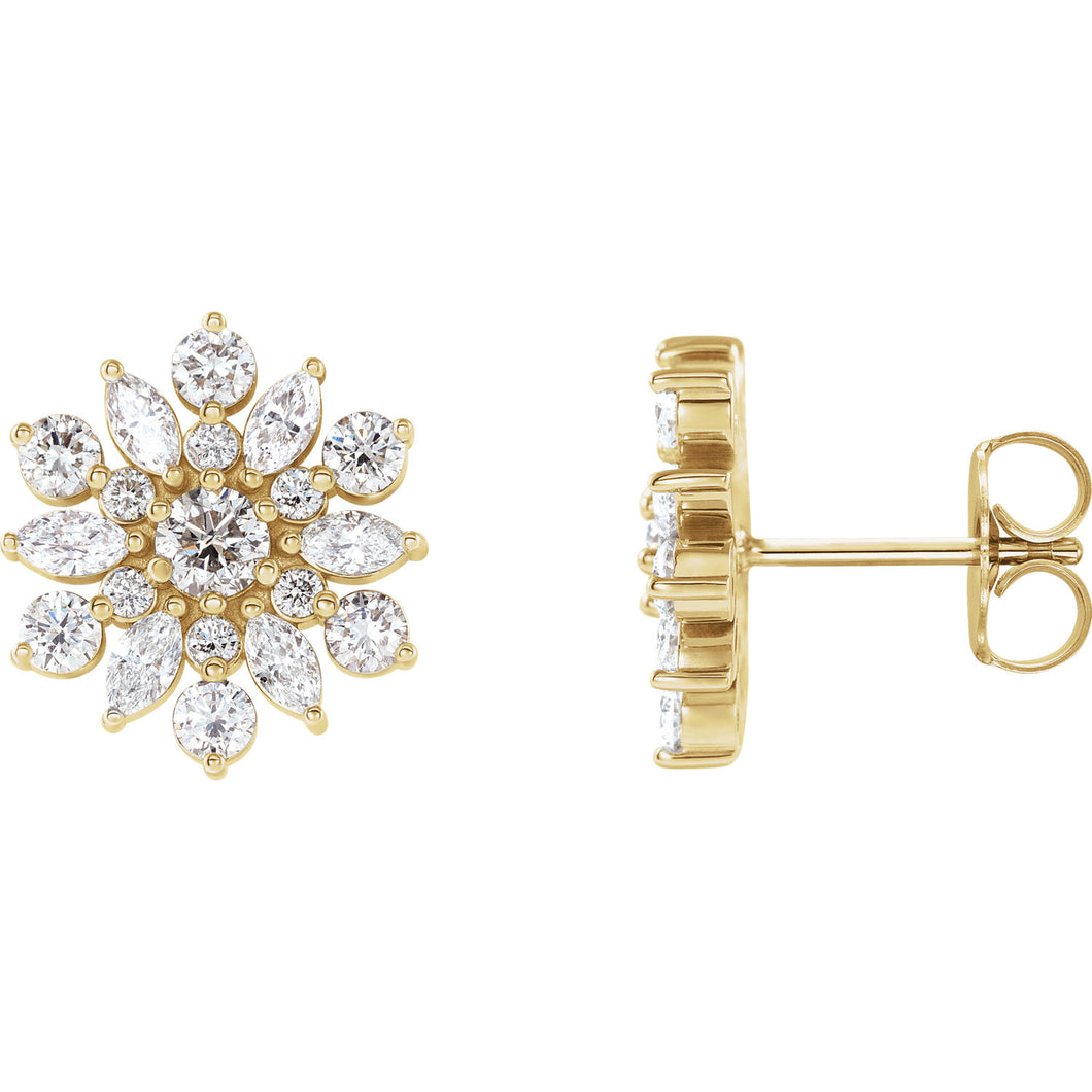14K Gold 1CT Diamond Earrings
