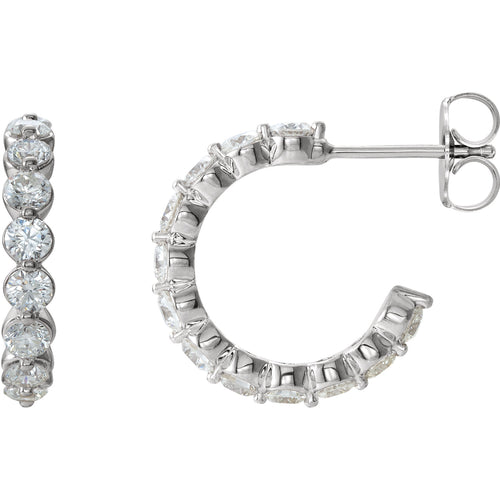 14K White 1 3/8 CTW Diamond J-Hoop Earrings
