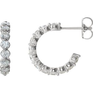 14K White 1 3/8 CTW Diamond J-Hoop Earrings