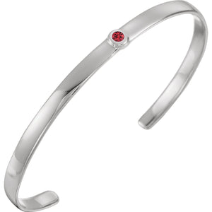 14K  6" Cuff Bracelet with 3mm Stone