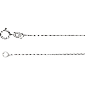 14K White .55 mm Solid Box Chain