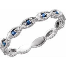 Load image into Gallery viewer, 14K White Gold Blue Sapphire Anniversary Ring