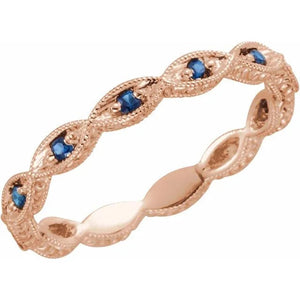 14K White Gold Blue Sapphire Anniversary Ring