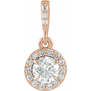 14K Gold Diamond Halo Pendant
