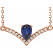 Load image into Gallery viewer, 14K Gold Blue Sapphire and .08 CT Diamond Necklace