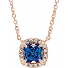 Load image into Gallery viewer, 14K Gold Blue Sapphire &amp; .05 CTW Diamond 18&quot; Necklace
